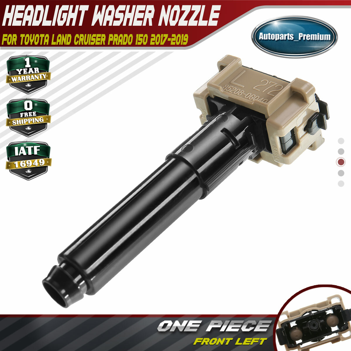 PRADOZER Headlight Washer Nozzle for Toyota Land Cruiser Prado 150 Front