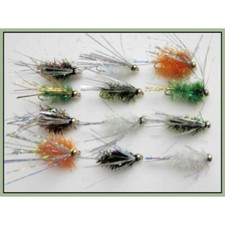 Gold Head Trout flies, 12 Mixed Colour Fritz Sparkle, Size 10, Fishing flies