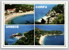 Greece Corfu Bay View Aeria Meditterranean Beach Vintage Postcard