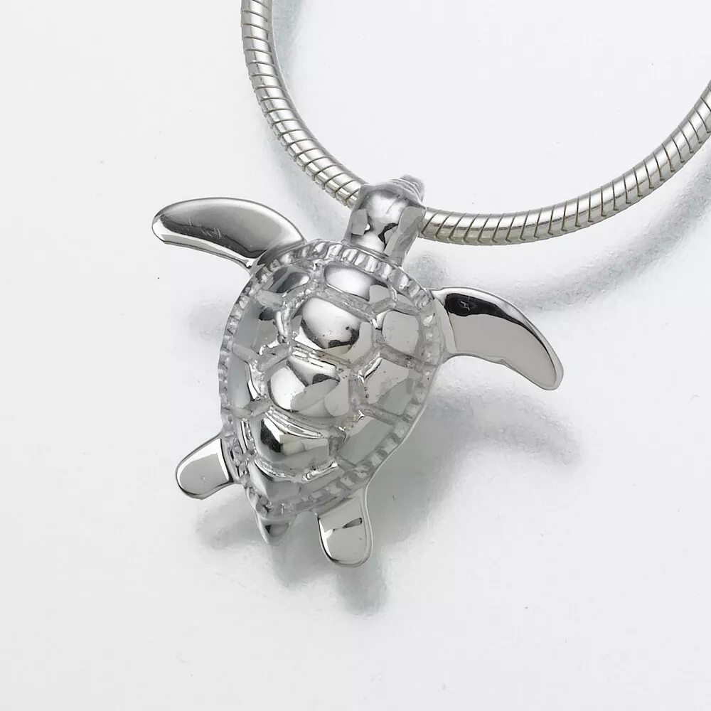 Sterling Silver Sea Turtle Pendant Funeral Cremation Jewelry Urn