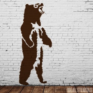 Grizzly bear stencil home wall decor painting xs life size art ... Stencil a muro