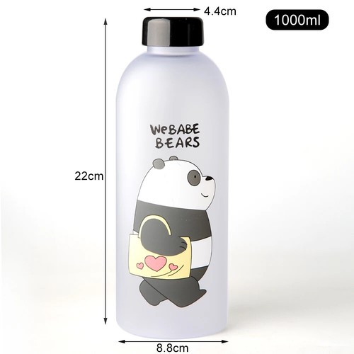 Cute Panda Water Bottle 1000Ml Straw Transparent Leakproof Drinkware Shaker New - Picture 11 of 11