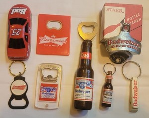 Lot Of Vintage Bottle Openers And Advertising Pieces Budweiser The King Of Beers