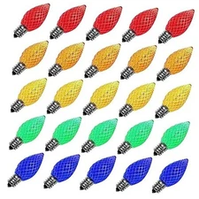  C7 Led Replacement Christmas Light Bulbs, 25 Count (Pack of 1) Multi-colored