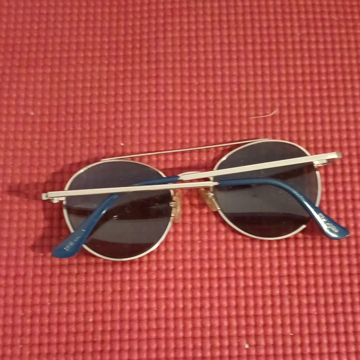 Steve Madden Herren Sonnenbrille rund gold Metallrahmen blau getönt verspiegelt