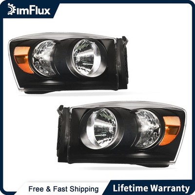 DimFlux Headlights for 2006-2008 Dodge Ram 1500 2500 3500 Black Housing