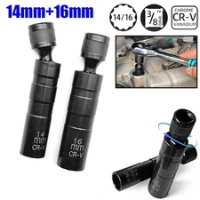 2X Magnetic Thin Wall Swivel Spark Plug Socket Removal Tool 12Pt Drive 14mm+16mm