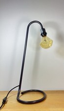 Large Chelsom Black Metal Scroll Table Lamp 62cm with Hexagonal Gold Bulb, VGC