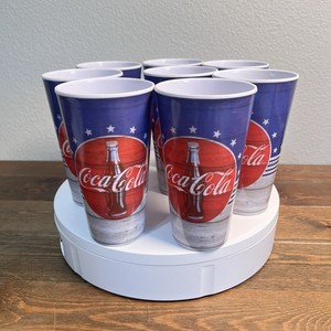 Coca-Cola Americana Melacore Tumblers Blue & Red Set Of 8