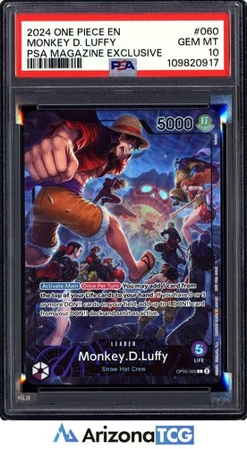 One Piece 2024 Monkey D. Luffy OP05-060 Leader PSA Magazine GEM MINT PSA 10
