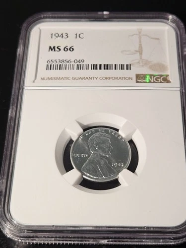1943 1C Lincoln Cent MS 66