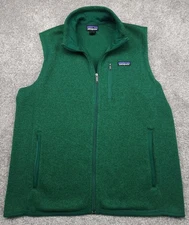 Patagonia Vest Better Sweater Mens Large Green Fleece Pockets Zipper Soft 