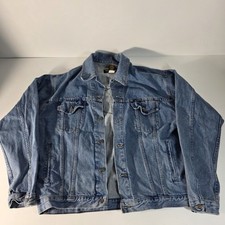 Vintage Harley Davidson Patch Embroidered Denim Jean Trucker Jacket Sz M Biker