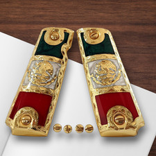 Cachas bandera mexicana eagle flag 1911 full Size Premium grips 24k gold plated