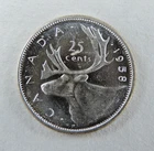 1958 25¢ Twenty Five Cents Coin Canada .800 Silver Ag 5.83 g Uncirculated Coin