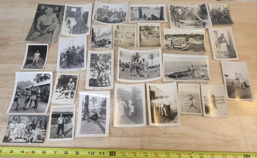 Vintage Amateur Gay Interest WWII WW2 Era Photo Shirtless Man Soldiers USA - x26
