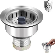 Kitchen Sink Drain Strainer Compatible with Moen, Stainless Steel 3-1/2 Inch