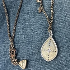 Vintage Silpada Brass & Swarovski Crystal 30" Long Pendant Necklace