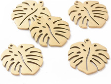 5 piezas color Monstera hoja tema 201 dijes de acero inoxidable hueco hoja tropical