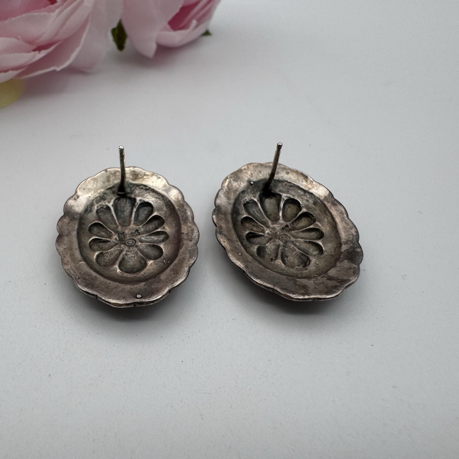 Native American Navajo Solid Sterling Silver Oval… - image 5