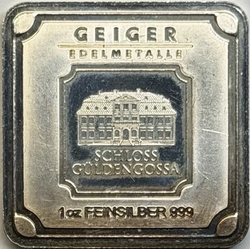 Geiger Edelmetalle 1 Troy Oz .999 Fine Silver Feinsilber Bar (Original Square)