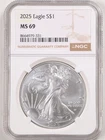 2025 1oz Silver American Eagle MS69 NGC 8664979-331