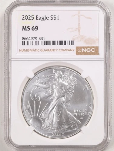2025 1oz Silver American Eagle MS69 NGC 8664979-331
