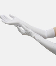 Elegant White Satin-like Opera/Long Bridal Evening Gloves
