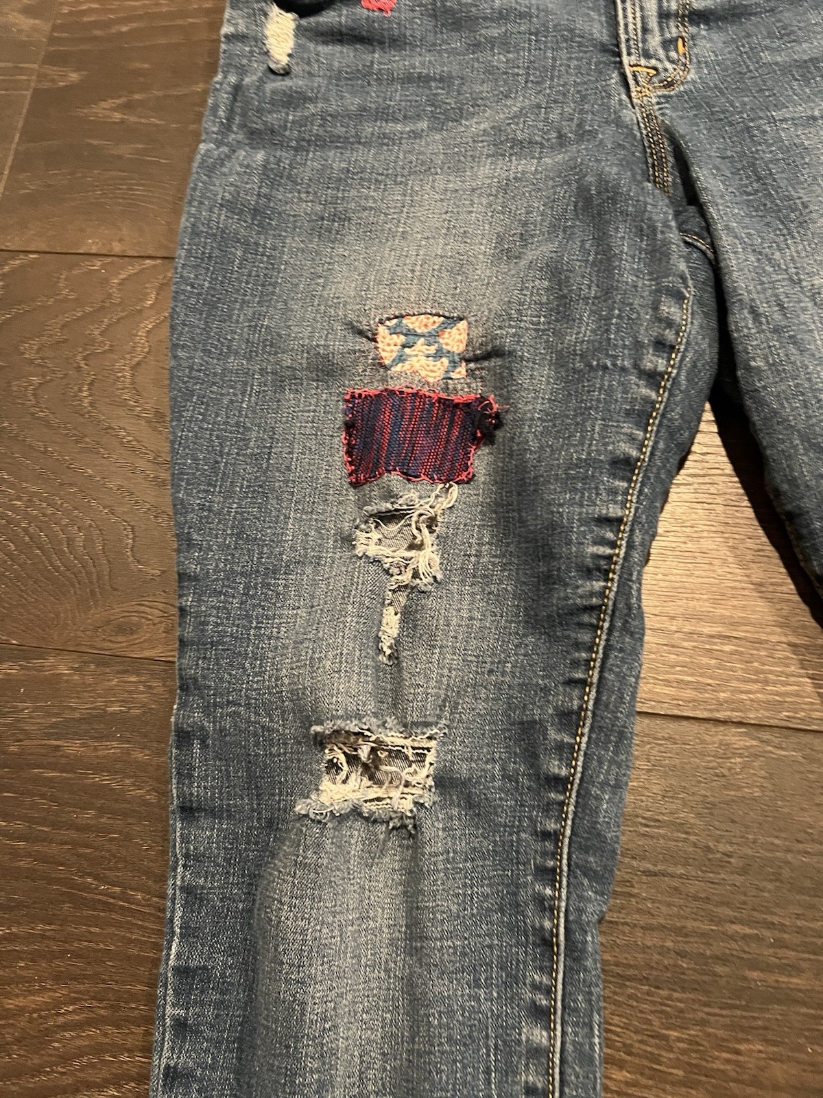 Handmade Upcycled Patchwork Embroidered Straight … - image 4