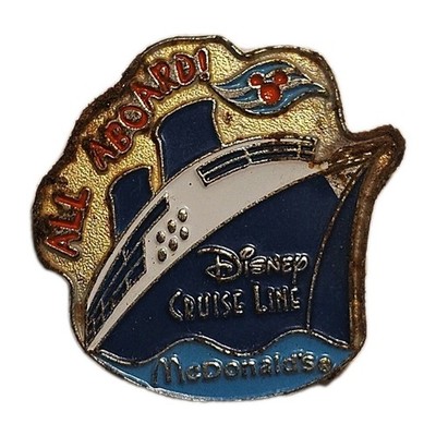 Disney Cruise Line All Aboard Enamel Lapel Hat Pin McDonald's Promo Ship Read