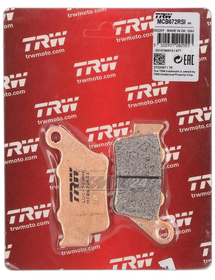 TRW Plaquette de Freins MCB672RSI Compatible À Brembo Arrière Gasgas Harley - Photo 1/2