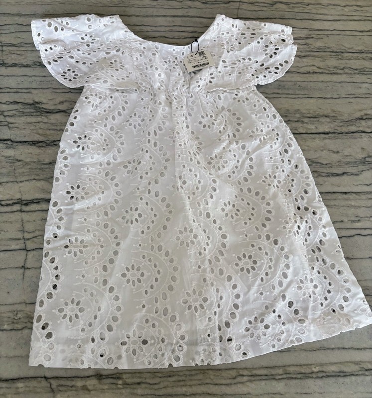 NWT - Zara Girls White Eyelet Dress Size 8