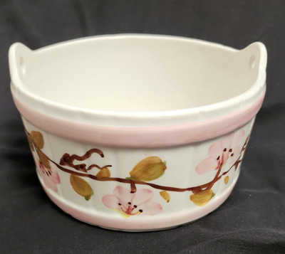 Vintage 1980 FTDA Hand Made in Portugal Pink Flower Ceramic Planter Pot 