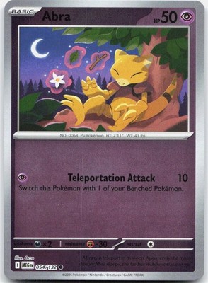 Abra 054/132 Common Mega Evolution Pokemon Reverse Holo Near Mint