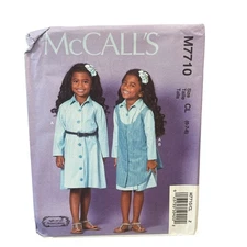 McCALL'S M7710 Girls Dress & Pinafore Sewing Pattern Size 6-8