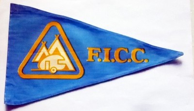 60er Jahre FRANZÖSISCHER CAMPING & CARAVAN CLUB WIMPEL: F.I.C.C. FEDERATION INTERNATIONALE