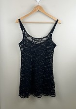 Lace Camisole Tank Top Black Sheer Floral Mesh Dark Romantic Grunge Whimsigoth M