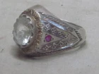 large vintage 925 sterling silver ring inlaid accent size 10.75 Masonic ?