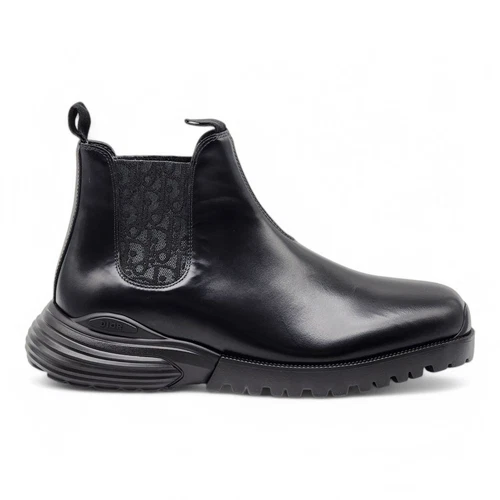 Bottes Dior Combat Chelsea Cuir de veau poli Noir 44 11US