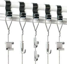 Picture Rail Molding Hooks and Wire - 5 Pack - Includes Silver Rail Hooks, Wire