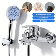 Luxury Bathroom Chrome Sink Bath Filler Tap Shower Mixer Taps with Hand Held Set