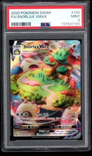 2020 POKEMON SWSH SNORLAX VMAX 142/202 PSA 9 MINT