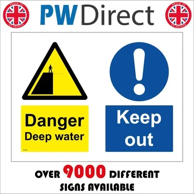 PWDIRECT SIGN Danger Deep Water Keep Out No Swimming Lake Quarry Pool Drown MU169P