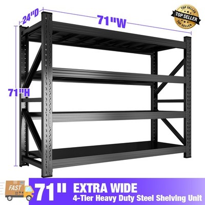 Heavy Duty Garage Shelving - 71&71''W Metal Storage Rack Shelves for Warehouse