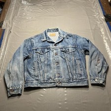 Vintage Sears Roebucks Denim Trucker Jacket Distressed S/M Fit USA Made