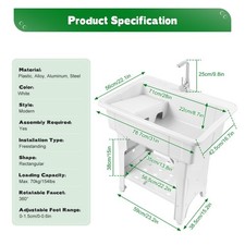 Utility Sink Laundry Tub with Faucet  Basement for Laundry Room Garage or Shop