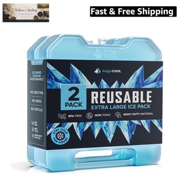 2 Pack Reusable Extra Large Ice Packs for Cooler, Long Lasting Freezer Packs ...