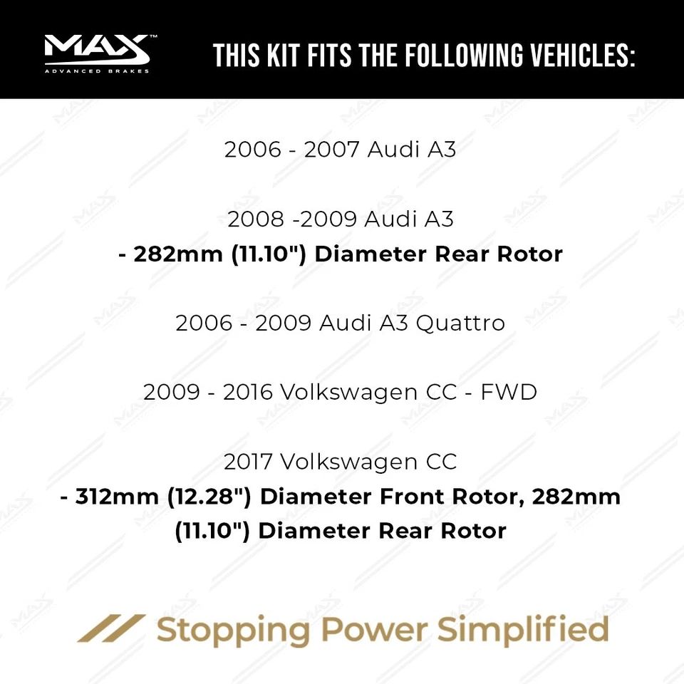 Front & Rear Brake Rotors + Ceramic Pads for 2005-2010 VW Jetta Passat Audi A3 Foto 2 de 4