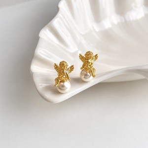 Authentic Wings Of Desire Cherub And Pearl Talisman Earrings
