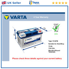 EFB Battery fits DODGE CHALLENGER CHARGER 2007 on Stop Start Varta 110 EFB 730A